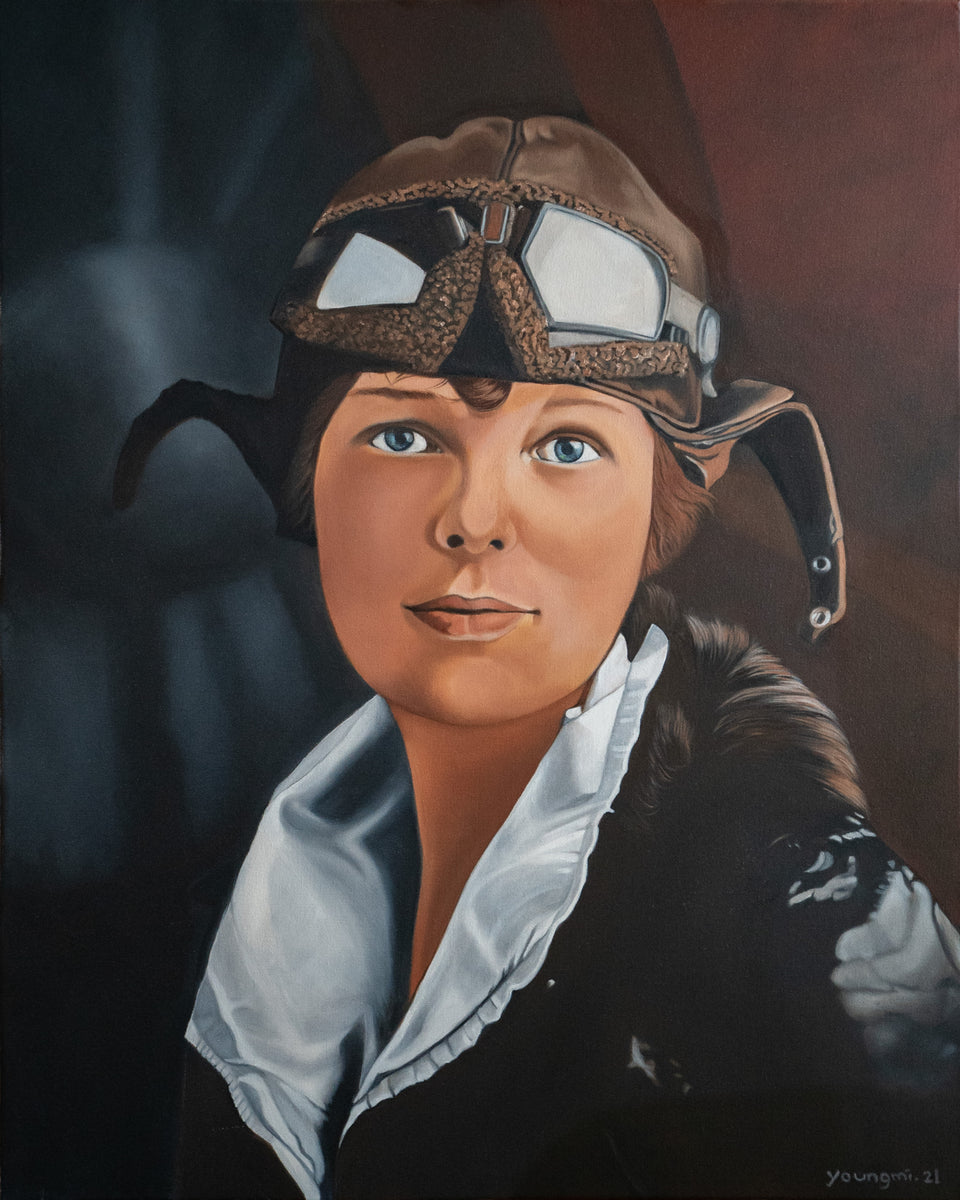 Amelia Earhart Portrait - Original Art – Young Mi Bishop - Artist